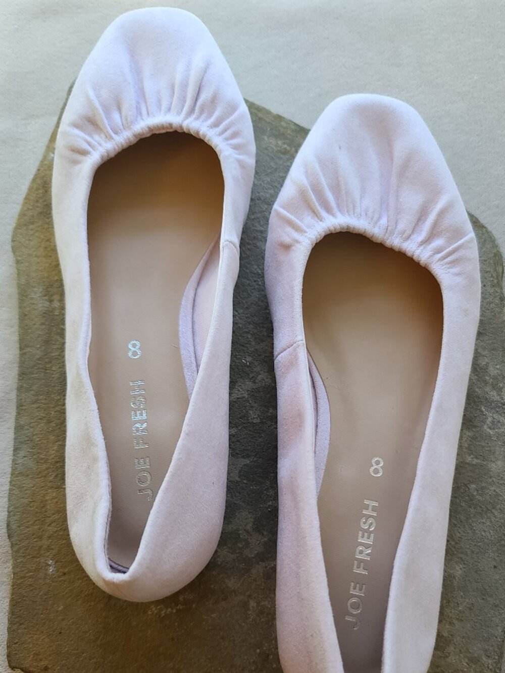 NEW Joe Fresh Soft Lilac Faux-Suede Elasticized Ballet Flats - 8
